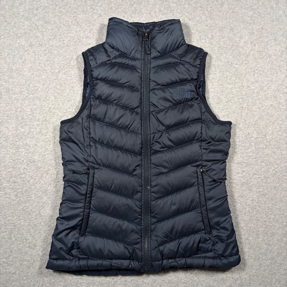 The North Face Down Puffer Vest Women XS Navy Blue 550 Fill Quilted Insulated